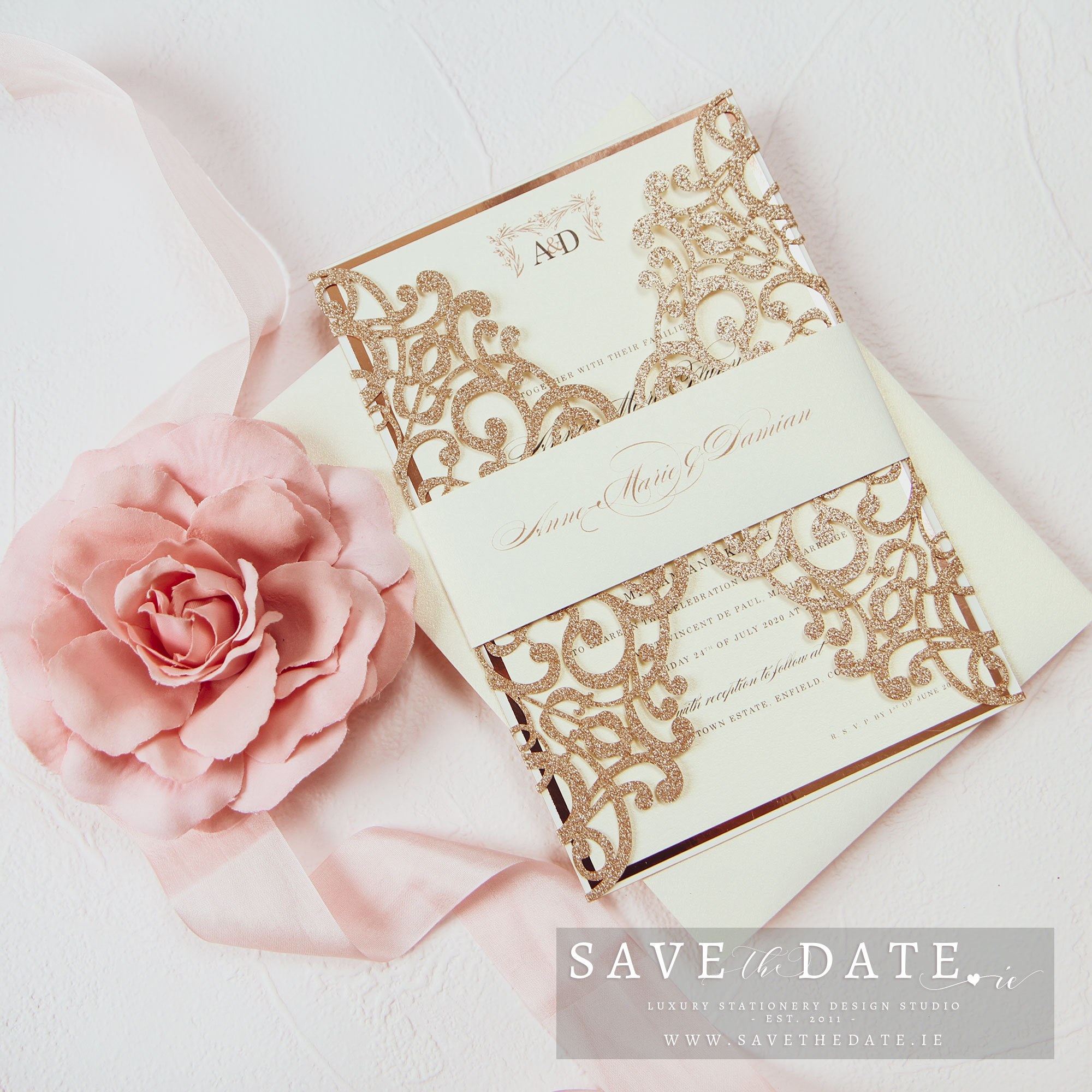 Elegant Gold Rose Wedding Invitation Stickers