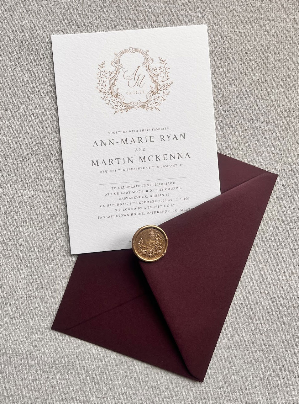 Elegant Monogram Vintage Watercolour Invitation - Image 2