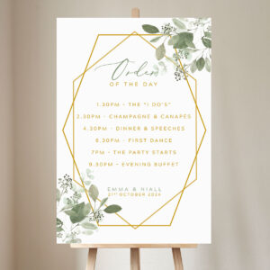 Order of the day wedding sign