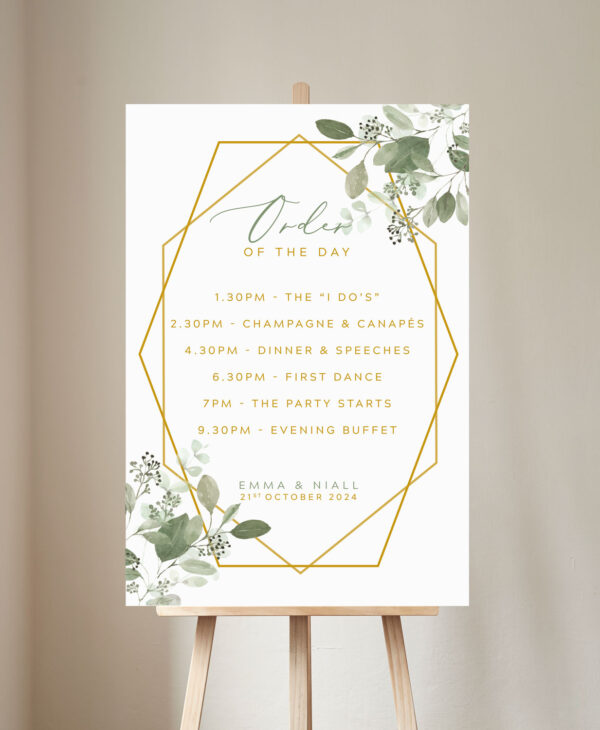 Order of the day wedding sign