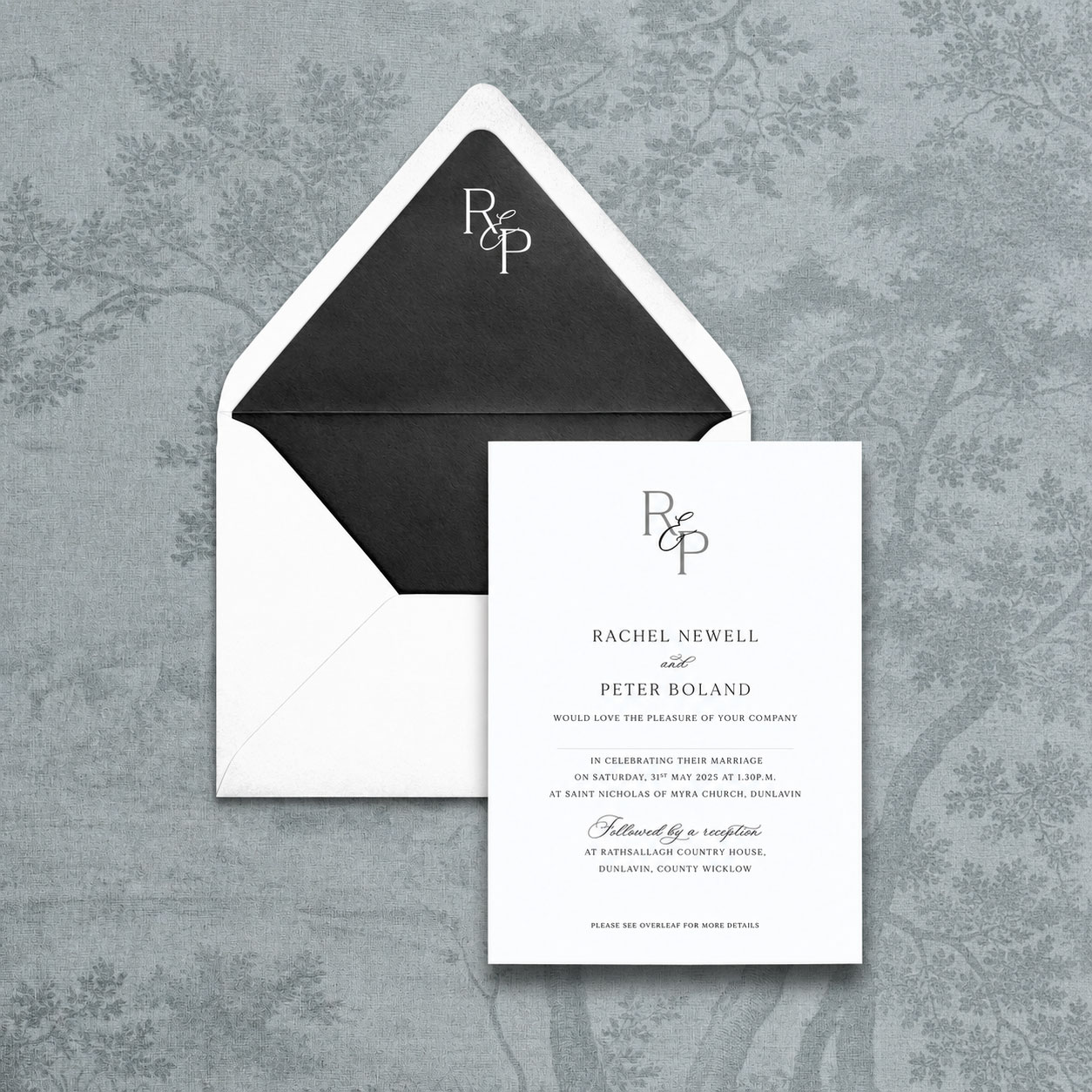 Black Tie Modern Minimalist Elegant Wedding Invitation