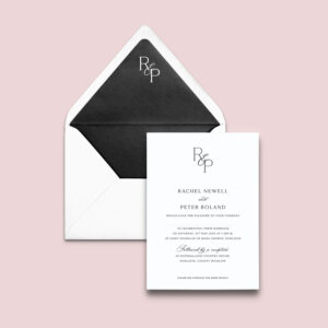 Black Tie Modern Minimalist Elegant Wedding Invitation
