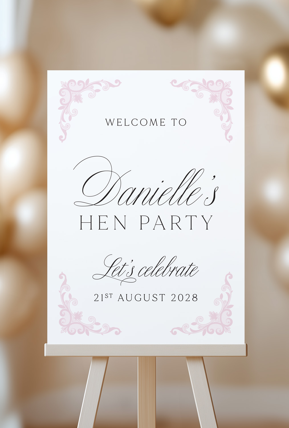 Hen Party Welcome Sign Blush Pink and Lace