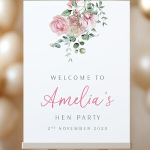 Hen Party Welcome Sign With Roses