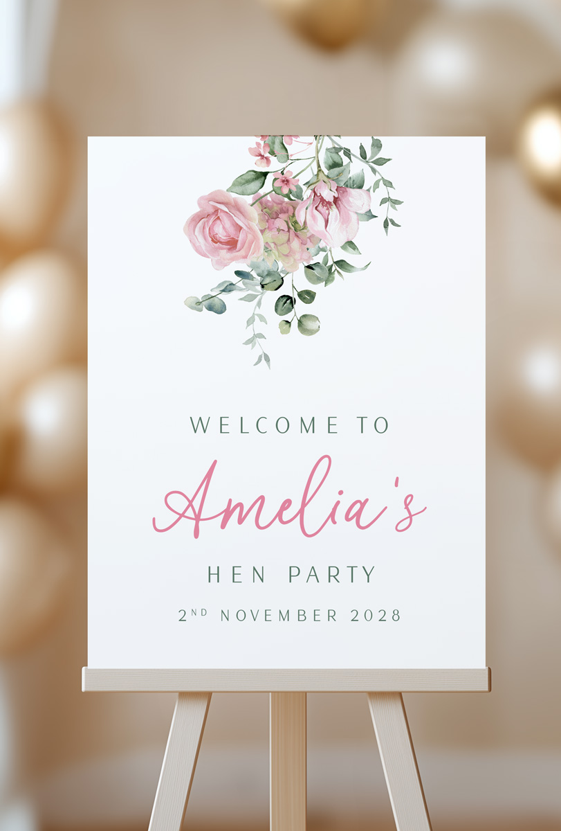 Hen Party Welcome Sign With Roses