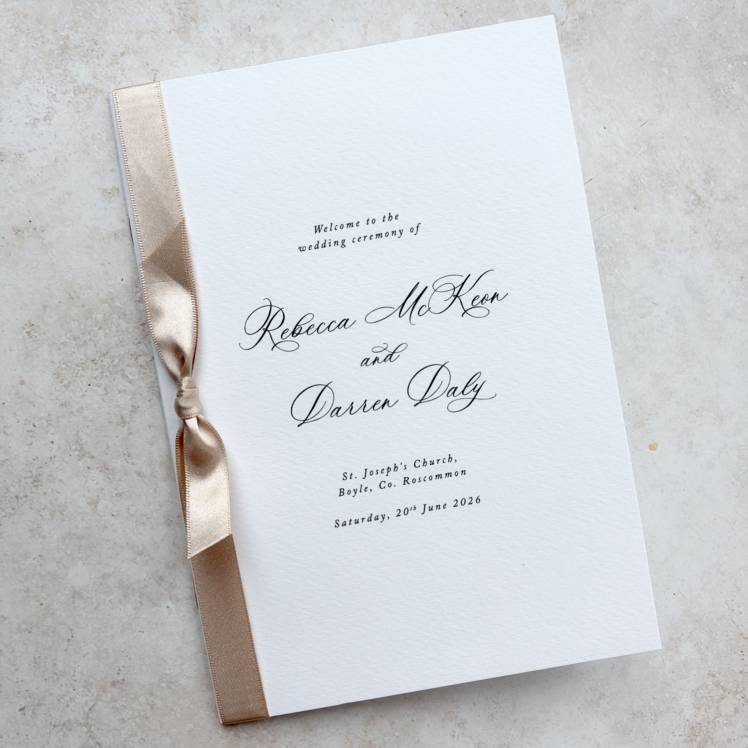 Elegant Classic Ceremony Booklet with Satin Ribbon